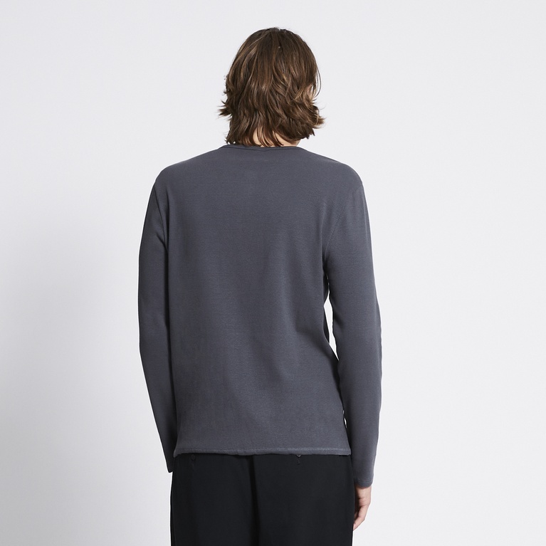 Rib knit long sleeve tee "Zane" Dark Grey